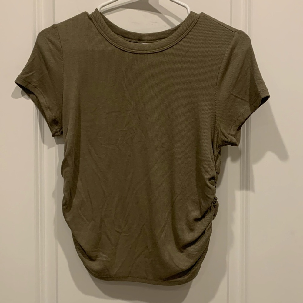 SHEIN, Olive Top Size M, Ruching On The Sides, Ties In The Back. Light Weight.
